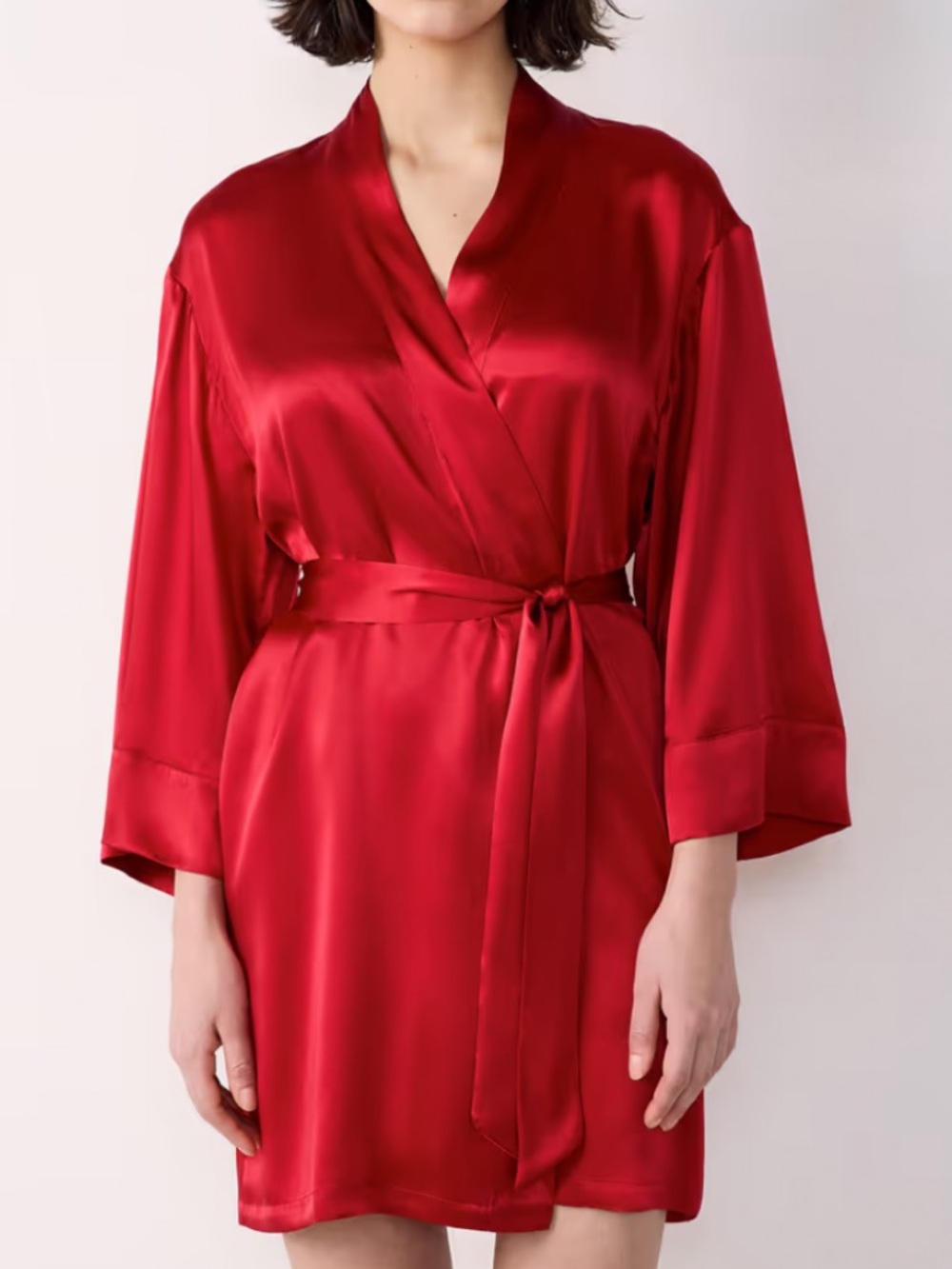 Etam 100% Silk Robe Cardinal Red Extra Small